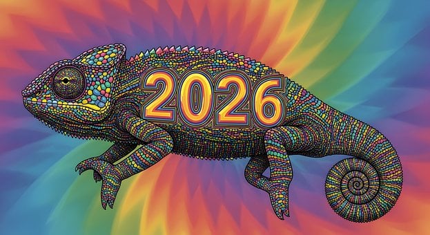 Free Happy New Year 2026 Psychedelic Art illustration and picture