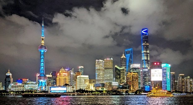 Shanghai, China, Gebäude, Horizont, Bunt
