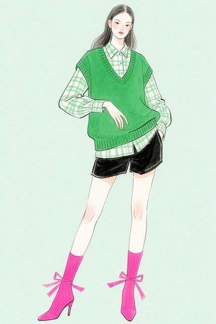 Free ai generated green vest pink socks illustration