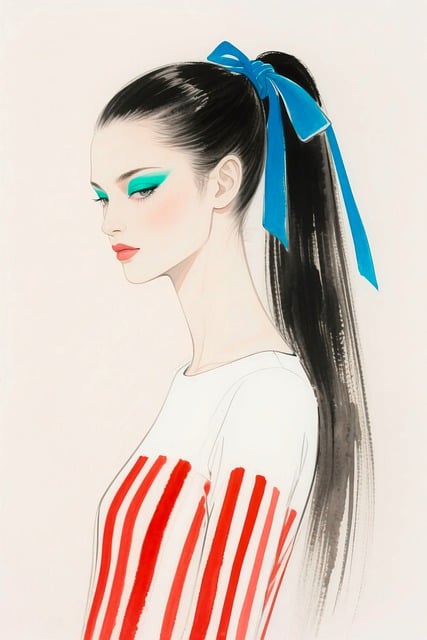 Free ai generated blue ribbon turquoise makeup illustration