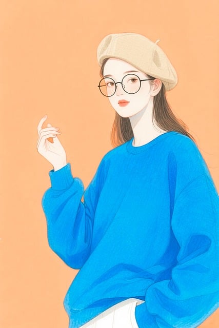 Free ai generated beret blue sweatshirt illustration