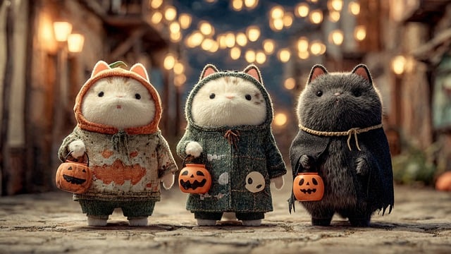 Free halloween cats kittens illustration