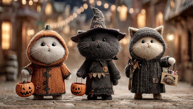 Free halloween cats kittens illustration