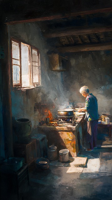 Free ai generated kitchen rustic illustration