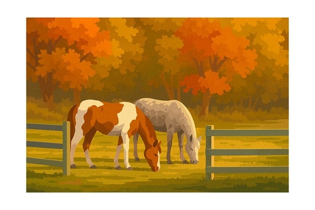 Free horses autumn trees vector