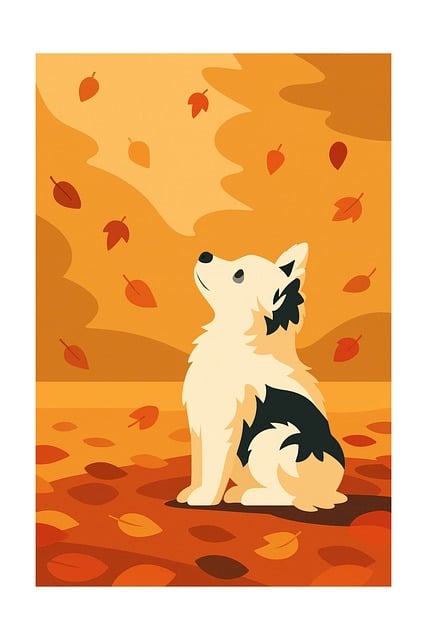 Hund, Herbst, Blätter, Sitzung, Haustier