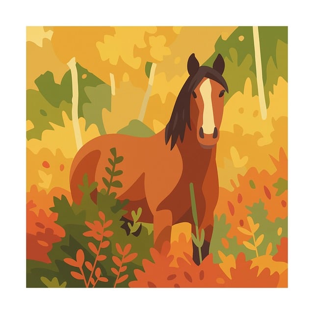 Free horse autumn forest vector
