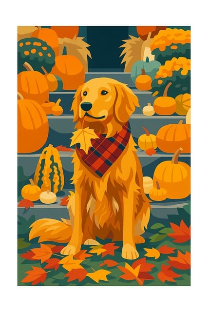 Free dog golden retriever autumn vector