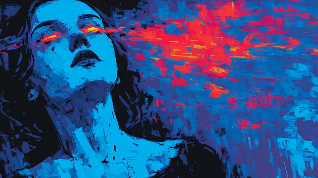 Free artistic blue portrait illustration