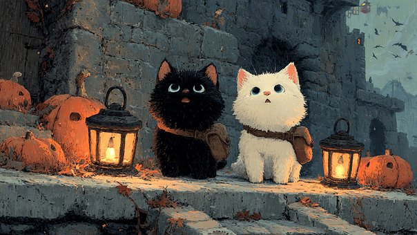 Free Halloween Cats illustration and picture