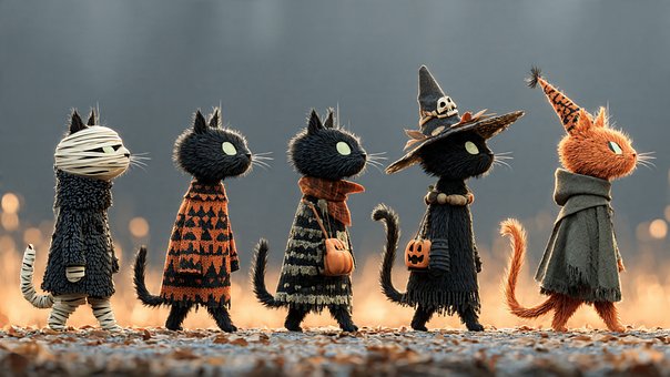 Free Cats Halloween illustration and picture