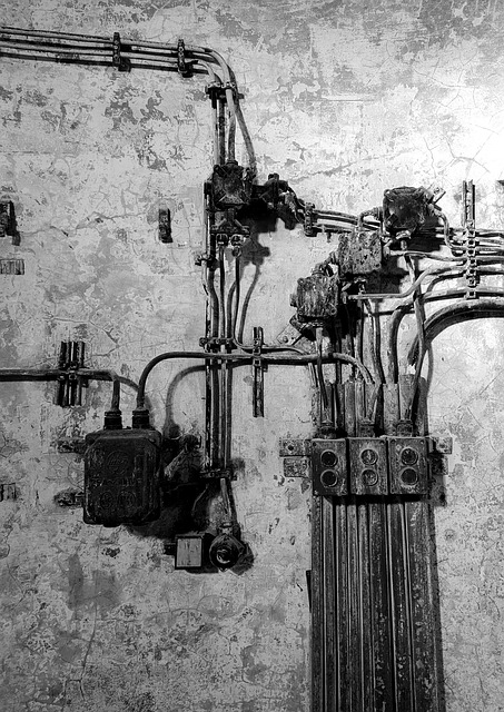 Sort Og Hvid, Elektricitet, Gammel, Væg