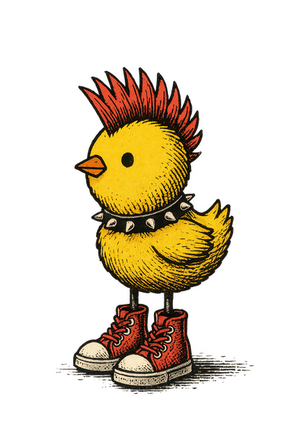 Free punk chick yellow bird mohawk hairstyle illustration