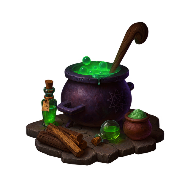 Free witch cauldron green potion magic brew illustration