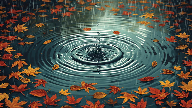 Free autumn rain ripples illustration