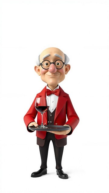 Free waiter wine butler illustration