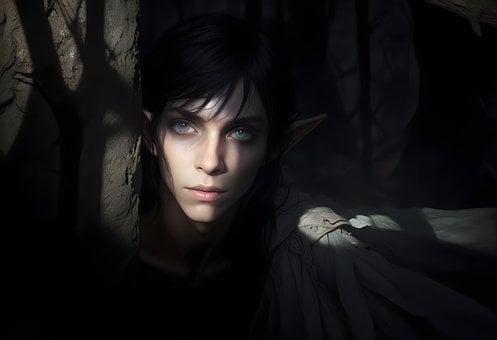Fantasy, Portrait, Elf, Licht, Schatten