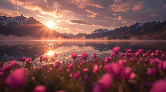 Free Meadow Sunset illustration and picture