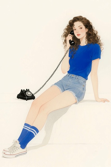 Free ai generated denim shorts retro phone illustration