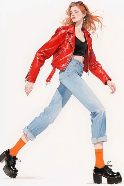 Free ai generated red jacket leather jacket illustration