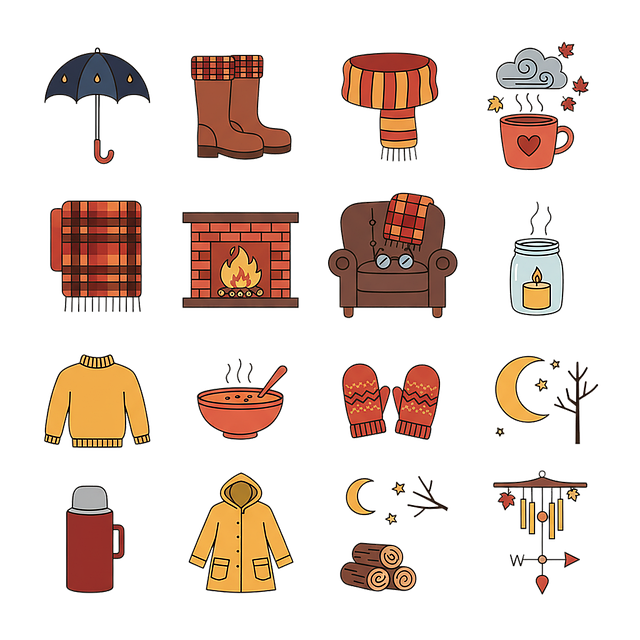 Free autumn winter cozy illustration
