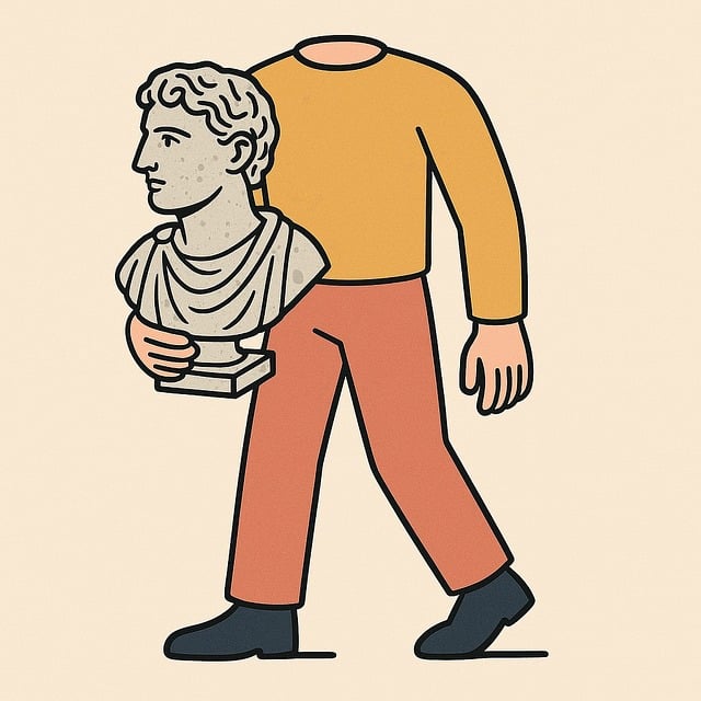 Free minimalist headless man marble bust illustration