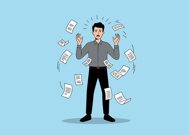 Free stress overwhelmed paperwork vector