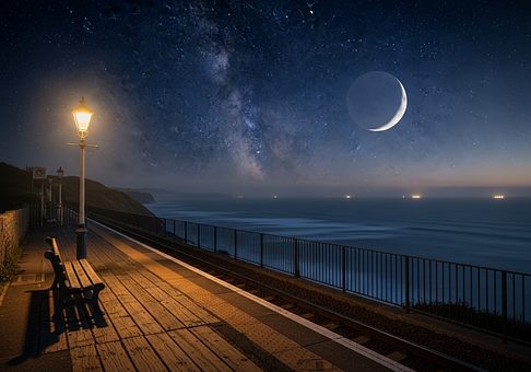Free Sea Night View photo and picture