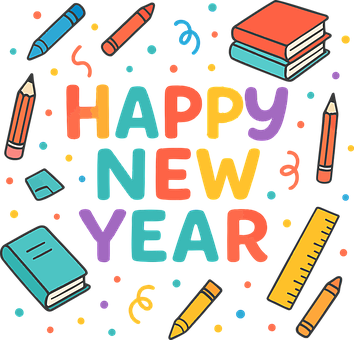 Feliz Ano Novo, Escola, Educação, Livros