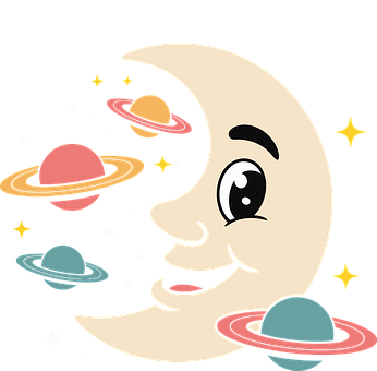 Lua, Planetas, Desenho Animado, Espaço