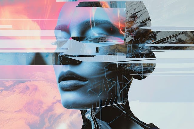 Free ai generated cyberpunk glitch illustration