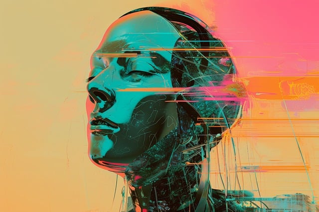 Free futuristic cyberpunk neon illustration