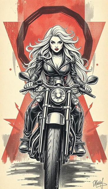 Free Biker Girl Motorcycle illustration and picture