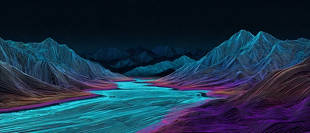 Free river mountains landscape illustration