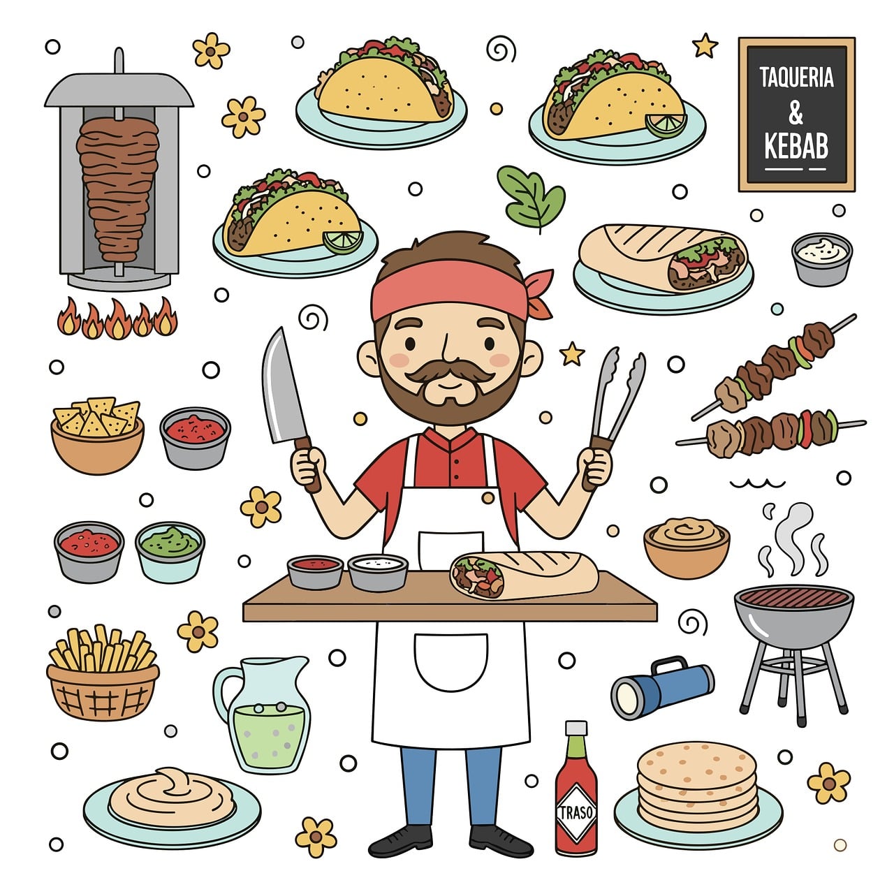 Free ai generated kebab chef shawarma vector
