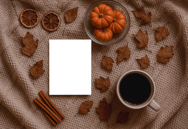 Free card mockup autumn illustration
