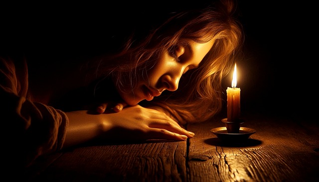 Free chiaroscuro portrait asleep illustration