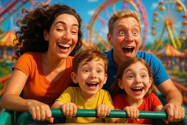 Free joy family amusement park illustration
