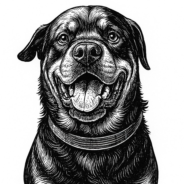 Free black and white illustration guard dog k9 unit illustration
