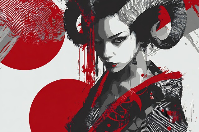 Free woman horns fantasy illustration