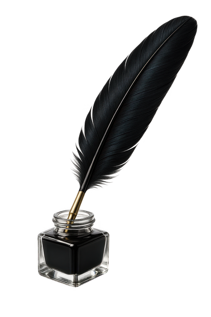 Free feather quill ink bottle vintage writing illustration