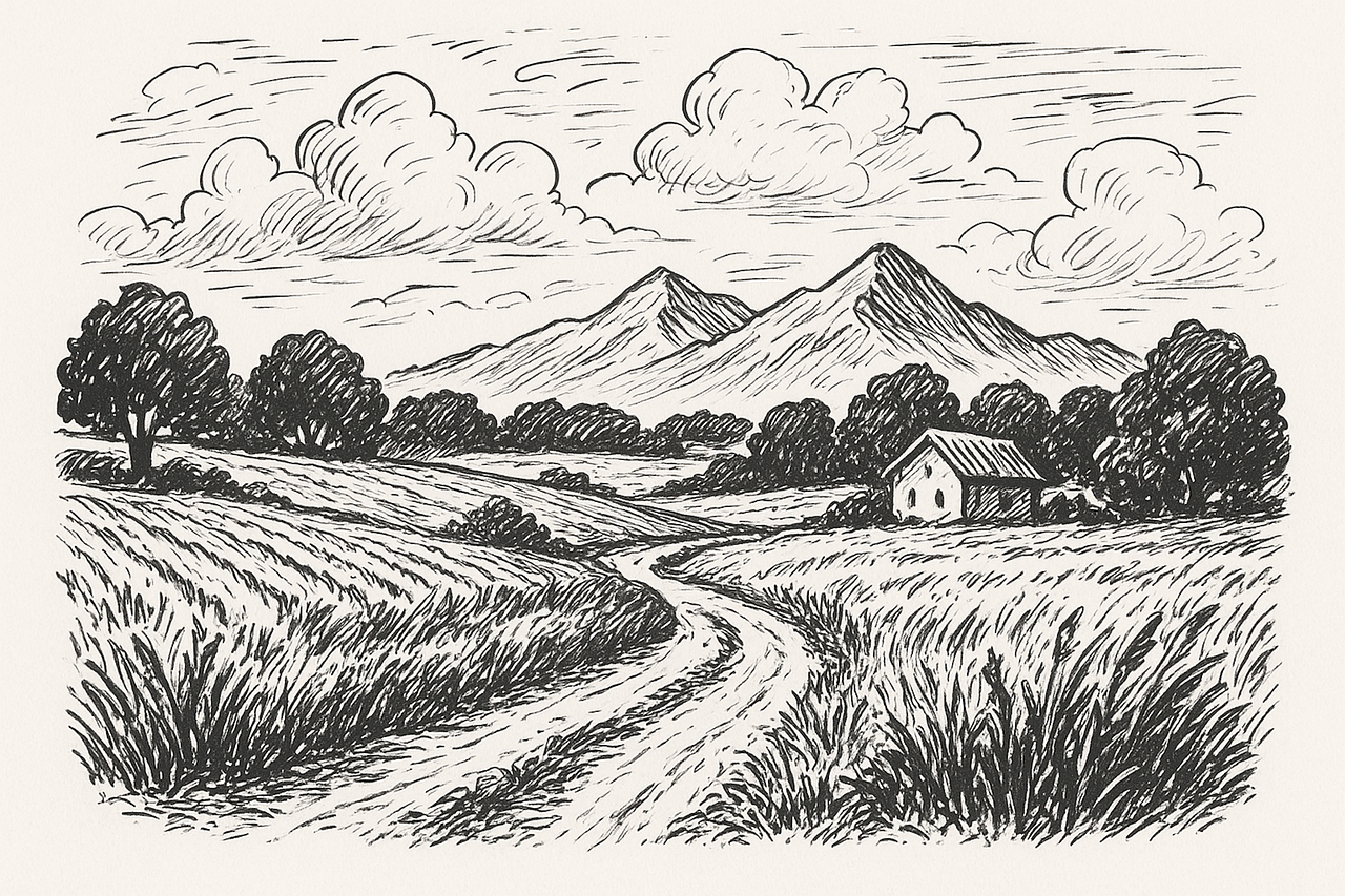 Download free HD stock image of Landscape Countryside Free landscape countryside mountains illustration