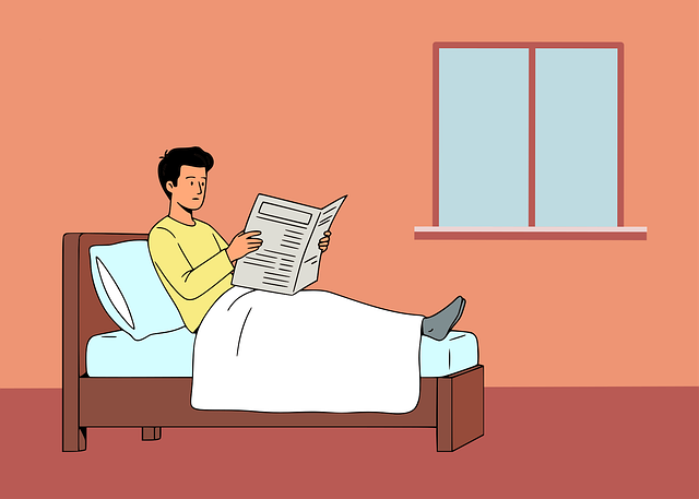 Free reading newspaper bed vector