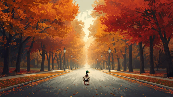 Free Autumn Village Foggy Morning illustration and picture