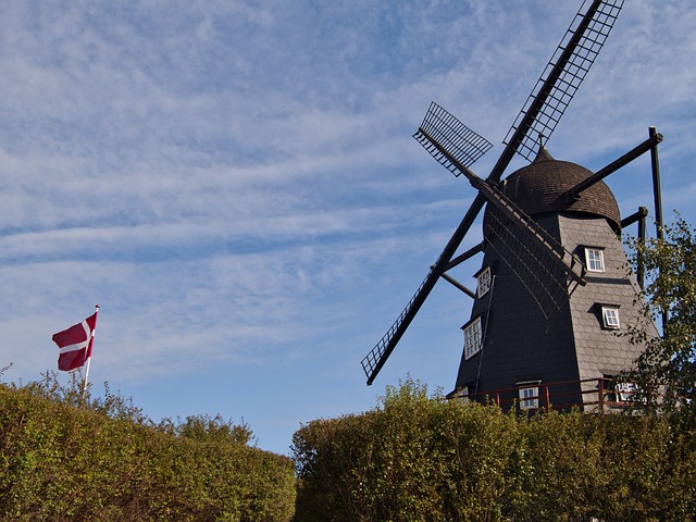 Mølle, Danmark, Himmel, Eng