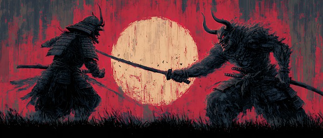 Free samurai duel warrior illustration