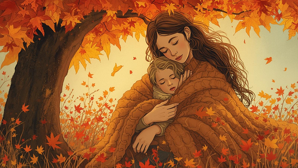 Free Autumn Family Mother And Child illustration and picture