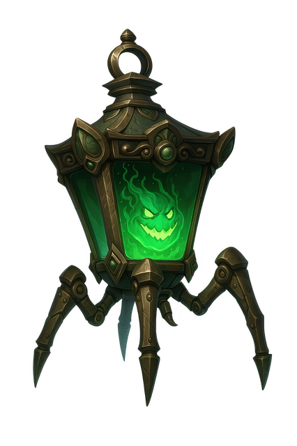 Free haunted lantern spooky lamp green ghost light illustration