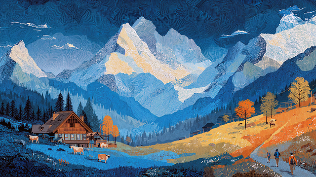 Download free HD stock image of Landscape Mountain Free landscape mountain hikers illustration