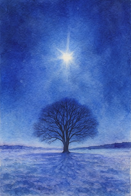 Japan, Vinter, Akvarel, Sne, Nat Nat